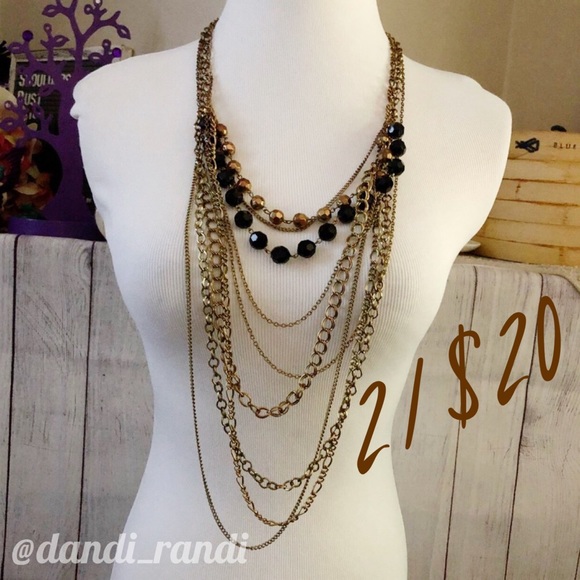 Tangled Heart Blues Boho Chain Bead Multi-Length Necklace